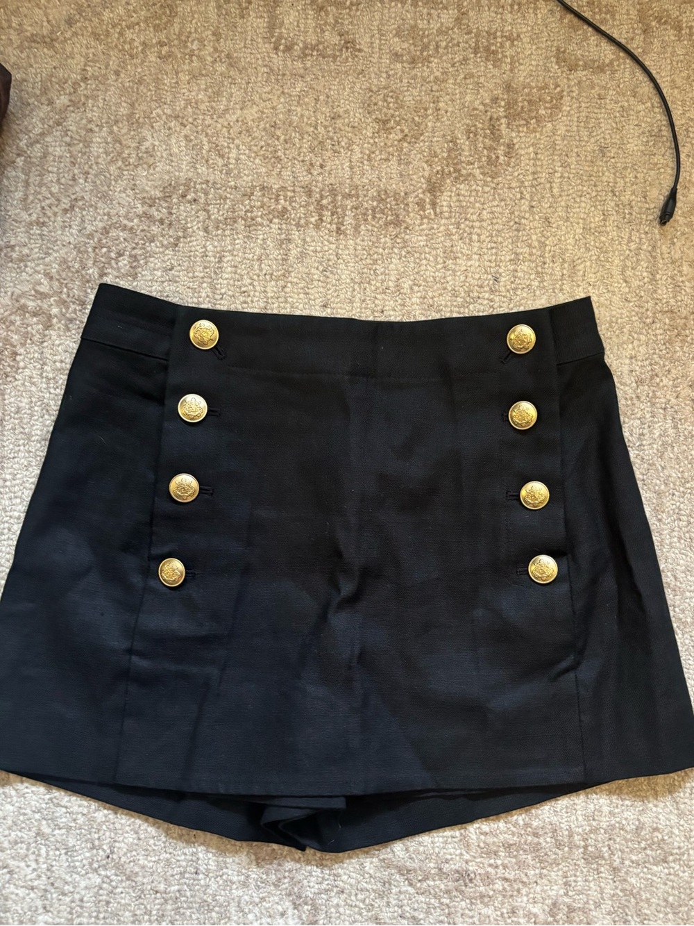 J. Crew Black Sailor Button Skort with Gold Buttons